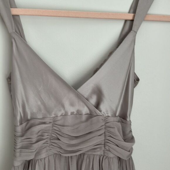 Anthropologie Lil 100% Silk Lace Midi Dress Size 2 Taupe Cocktail Style Y2K - Picture 5 of 9